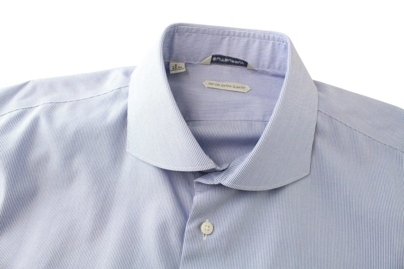 SUITSUPPLY vyriški oficialūs marškinėliai 44/17,5 mėlynos grynos medvilnės itin plonomis ilgomis rankovėmis 