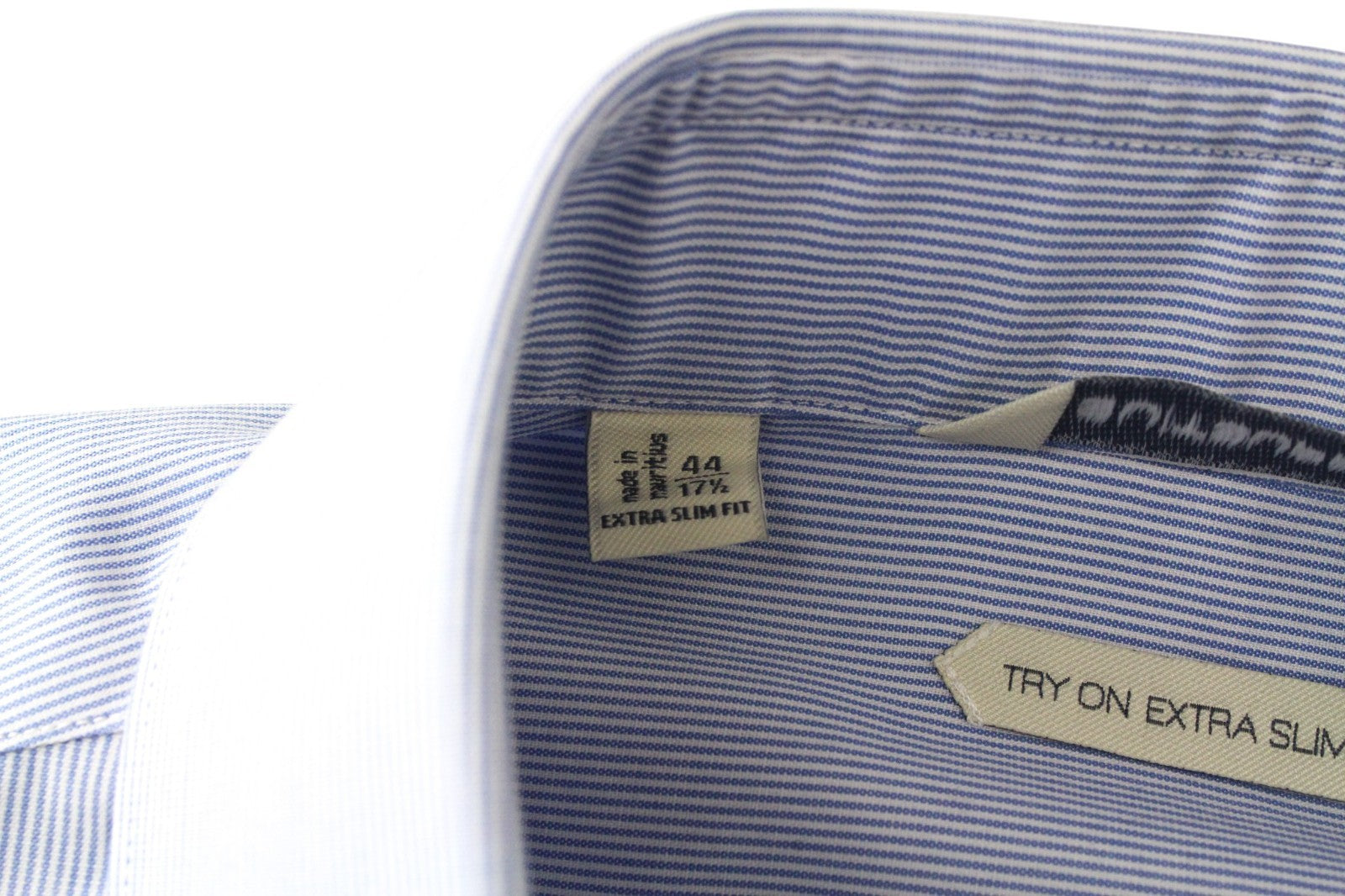 SUITSUPPLY vyriški oficialūs marškinėliai 44/17,5 mėlynos grynos medvilnės itin plonomis ilgomis rankovėmis 