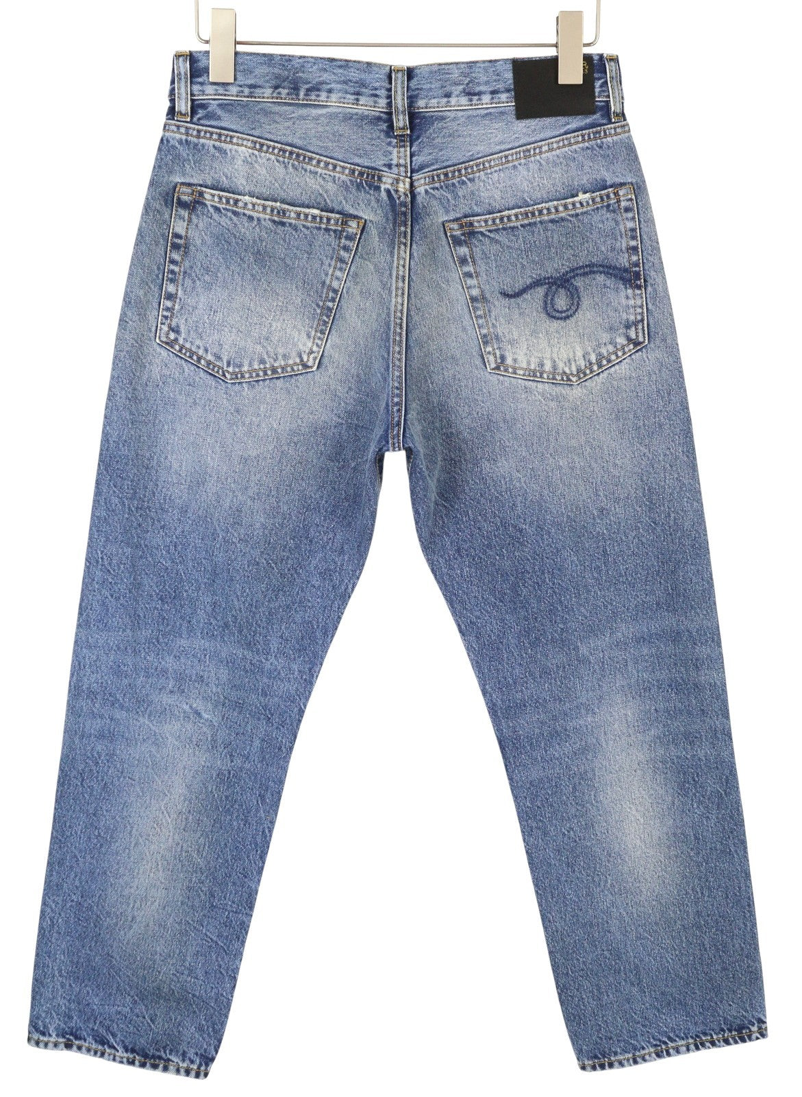 R13 Boyfriend moteriški džinsai 26 Jasper tiesūs trumpi ūsai išblukusi mėlyna PF25 