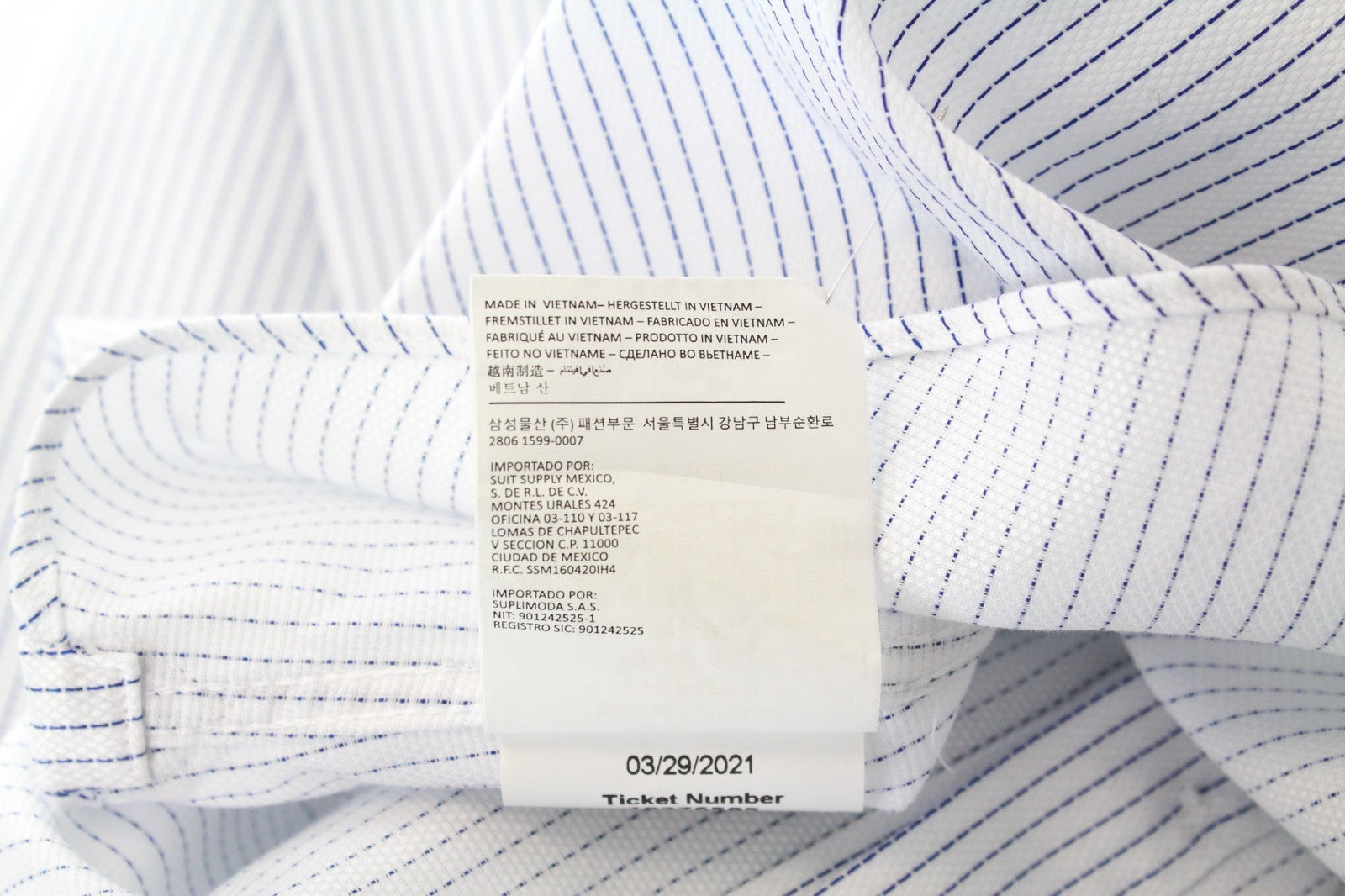 „SUITSUPPLY“ vyriški oficialūs marškinėliai, 41 dydžio, ploni, ilgomis rankovėmis, dryžuoti, mėlyni, medvilniniai 