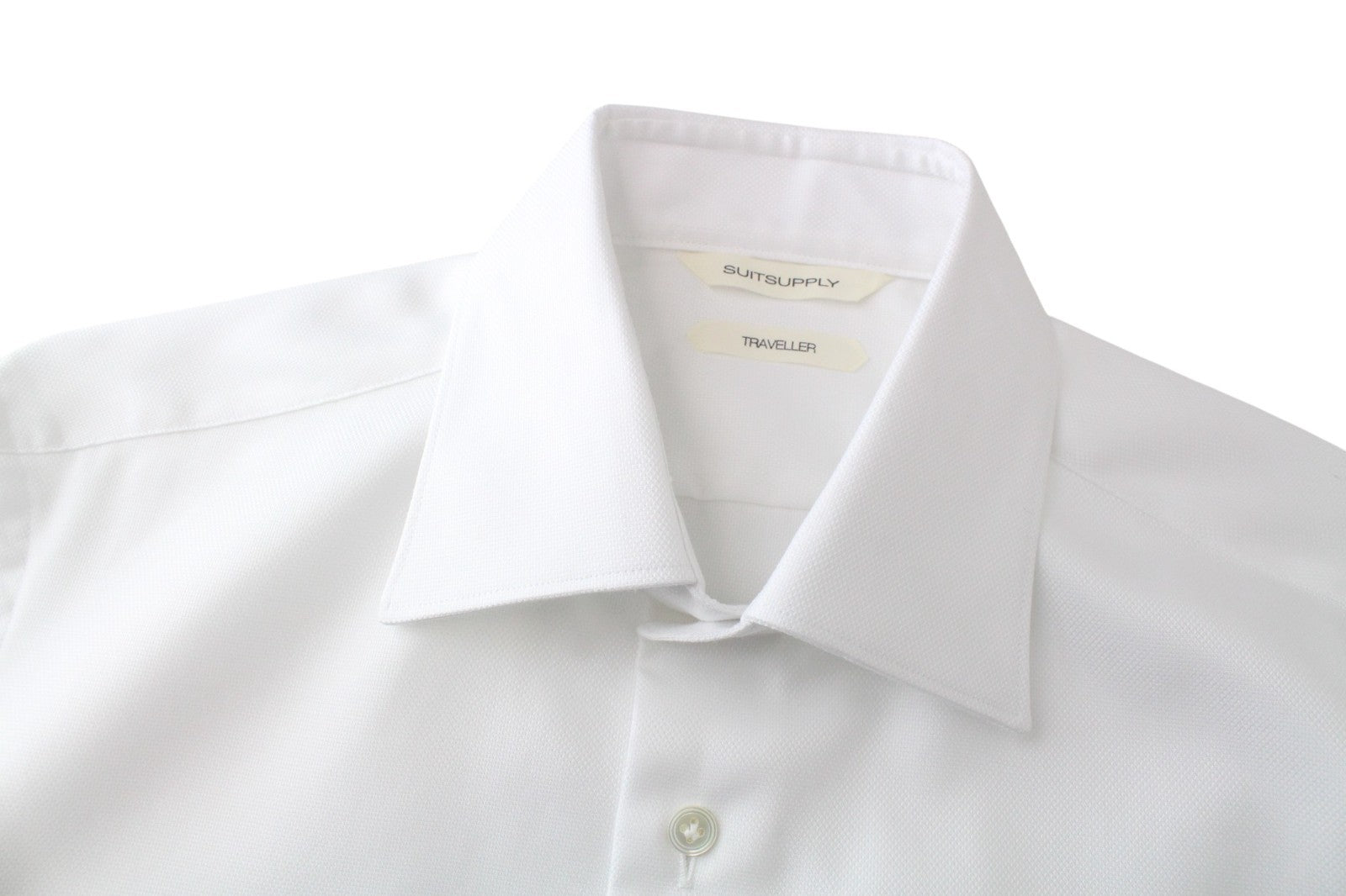 SUITSUPPLY vyriški oficialūs marškiniai 39L balti grynos medvilnės itin plonomis ilgomis rankovėmis 