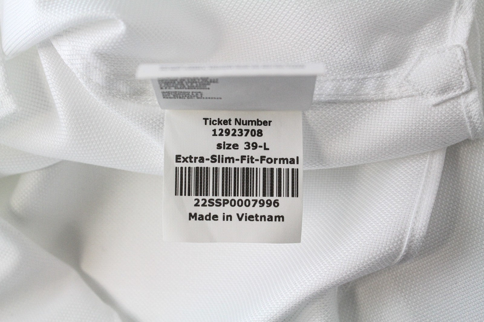 SUITSUPPLY vyriški oficialūs marškiniai 39L balti grynos medvilnės itin plonomis ilgomis rankovėmis 