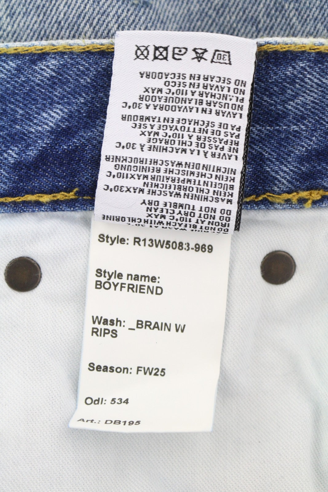 R13 Boyfriend moteriški džinsai 28 Bain W Rips Distressed Cropped Faded PS25 RRP599 