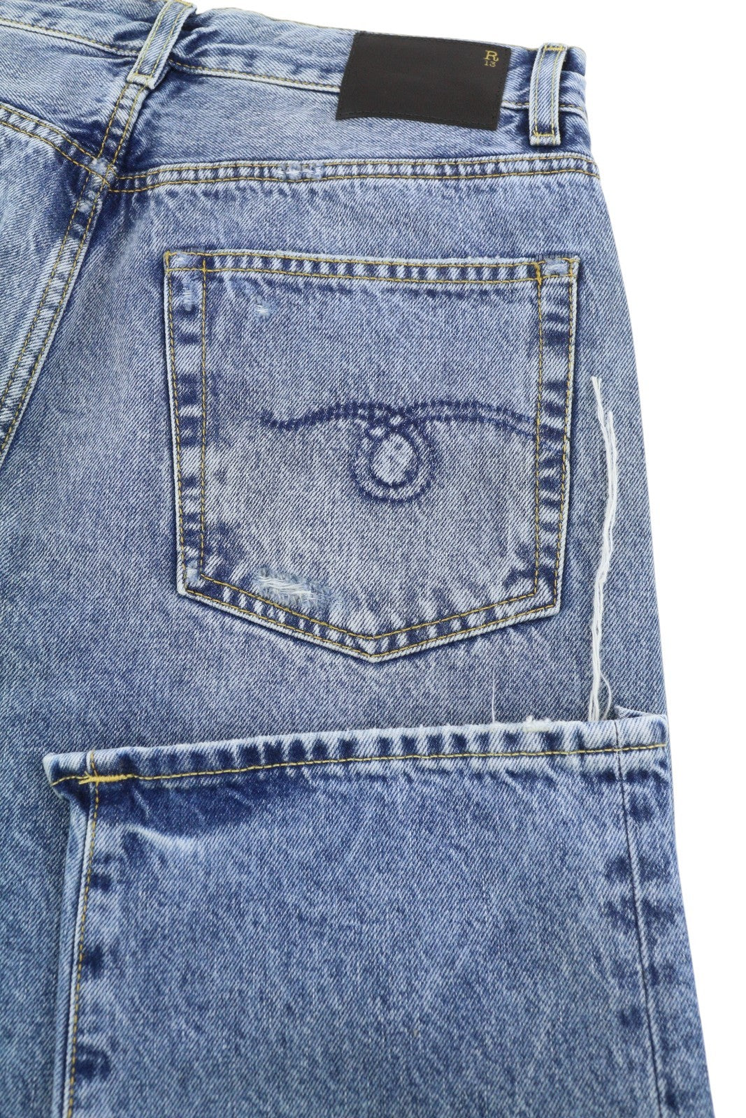 R13 Boyfriend moteriški džinsai 28 Bain W Rips Distressed Cropped Faded PS25 RRP599 