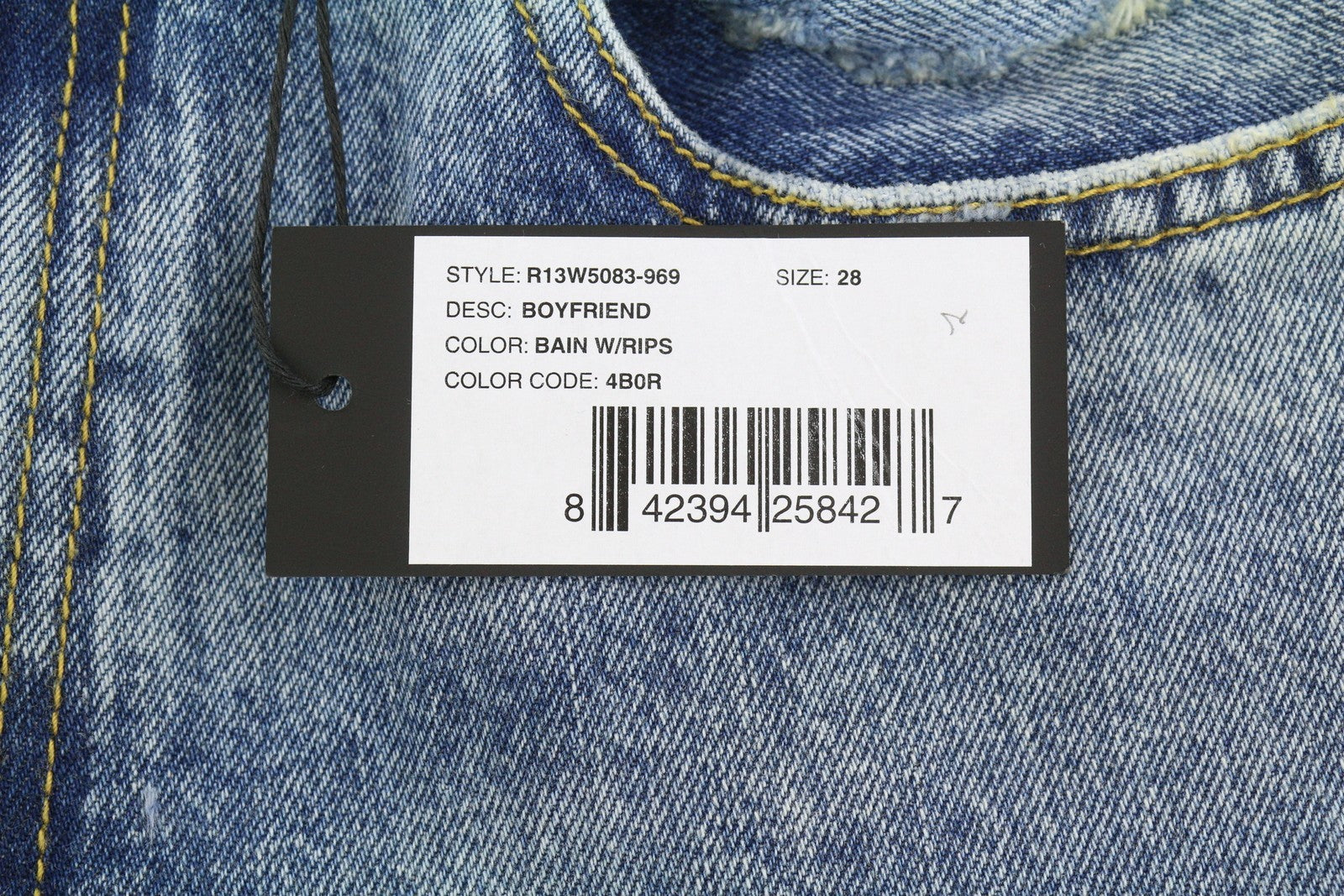 R13 Boyfriend moteriški džinsai 28 Bain W Rips Distressed Cropped Faded PS25 RRP599 