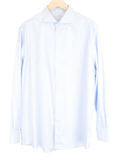 SUITSUPPLY vyriški formalūs marškinėliai 47 mėlyni, ploni, languoti, ilgomis rankovėmis, grynos medvilnės 