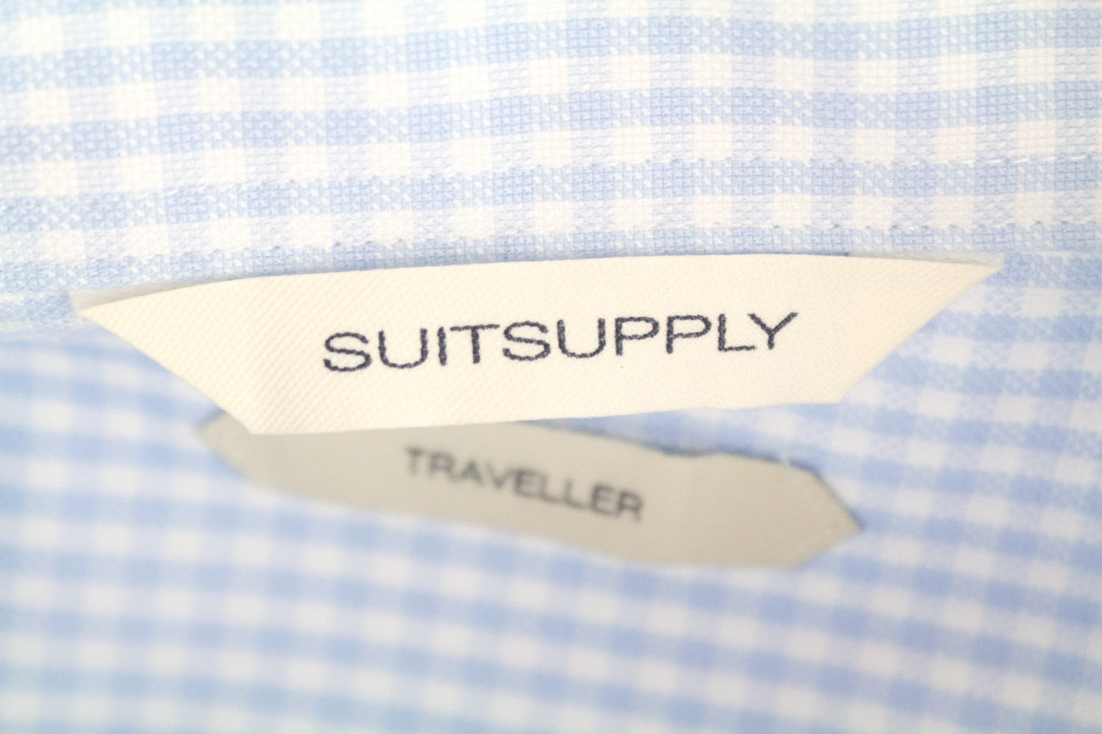 SUITSUPPLY vyriški formalūs marškinėliai 47 mėlyni, ploni, languoti, ilgomis rankovėmis, grynos medvilnės 