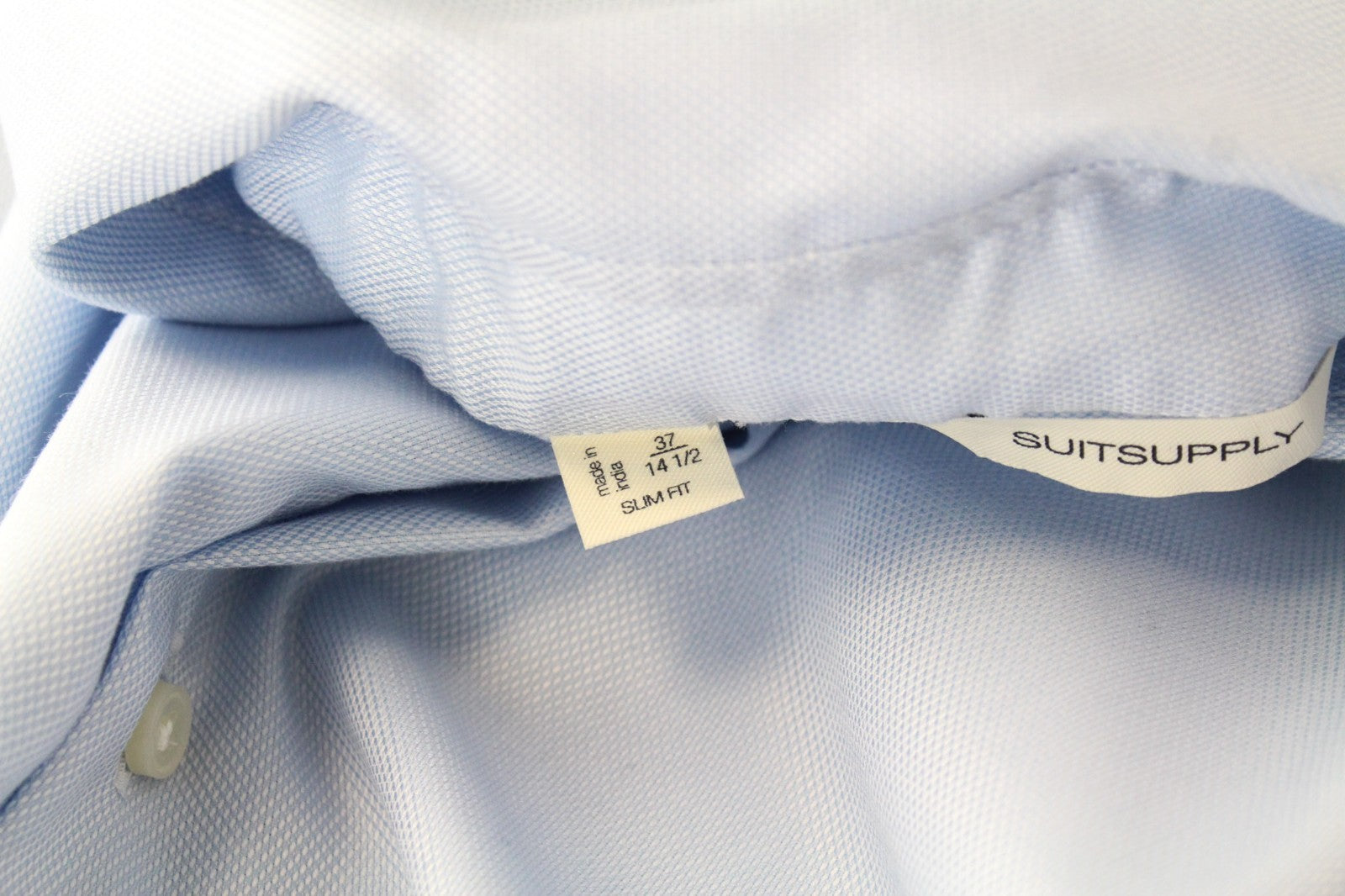 SUITSUPPLY vyriški oficialūs marškiniai 37/14,5 mėlyni itin ploni grynos medvilnės ilgomis rankovėmis 