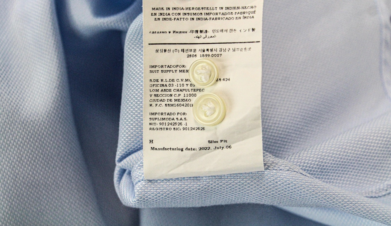 SUITSUPPLY vyriški oficialūs marškiniai 37/14,5 mėlyni itin ploni grynos medvilnės ilgomis rankovėmis 