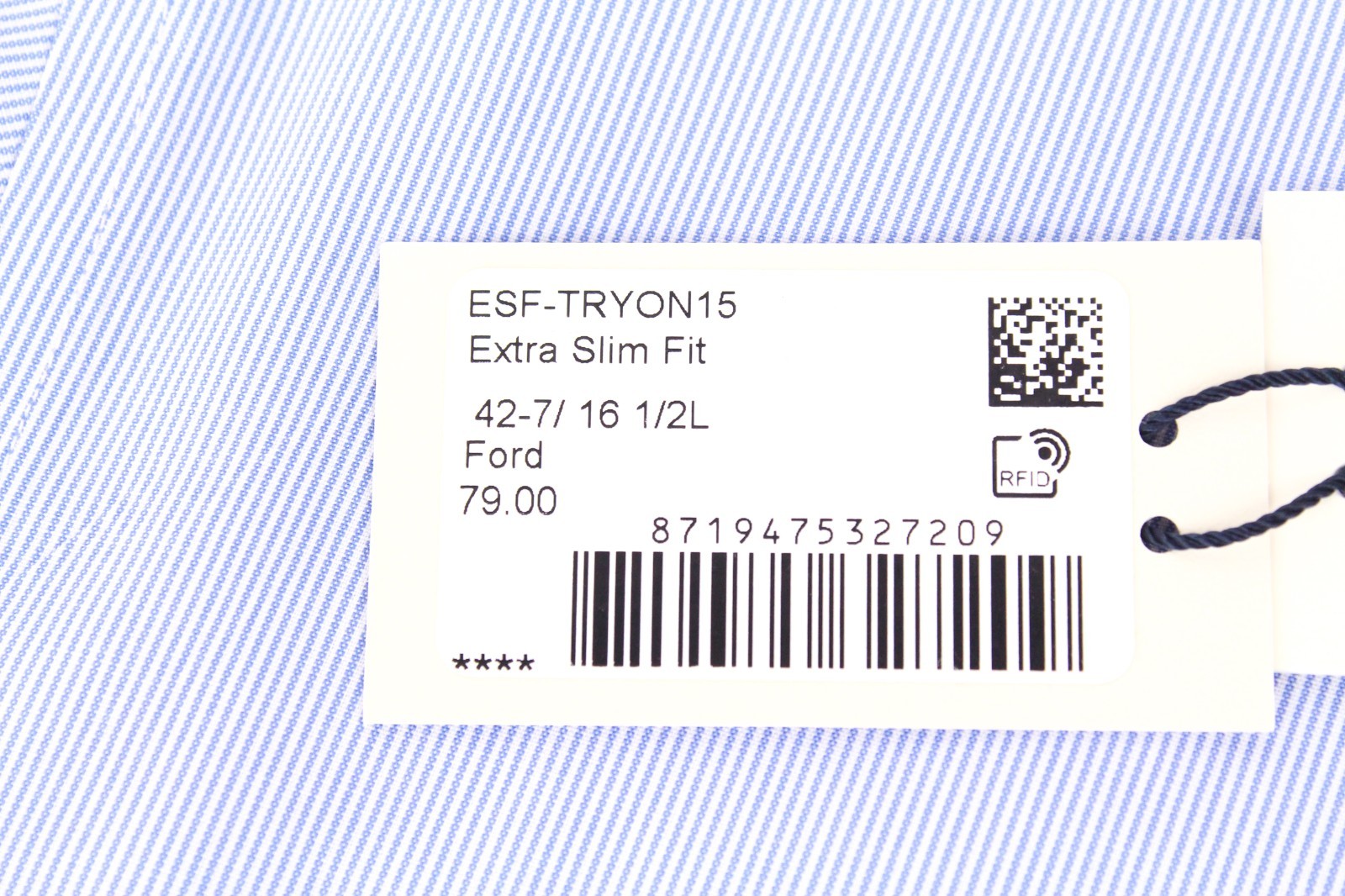 SUITSUPPLY Men's Formal Shirt 42-7/16.5L Blue Striped Pure Cotton Slim Button-Up