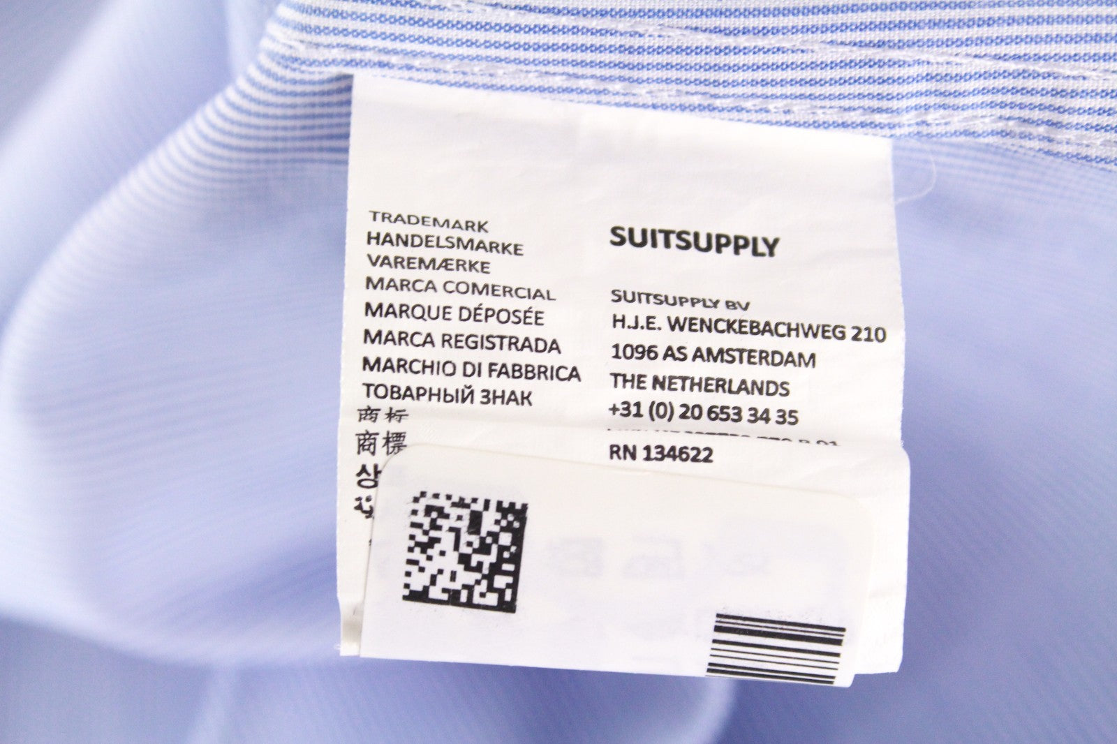 SUITSUPPLY Men's Formal Shirt 40/15.75 Extra Slim Cotton Blue Long Sleeve