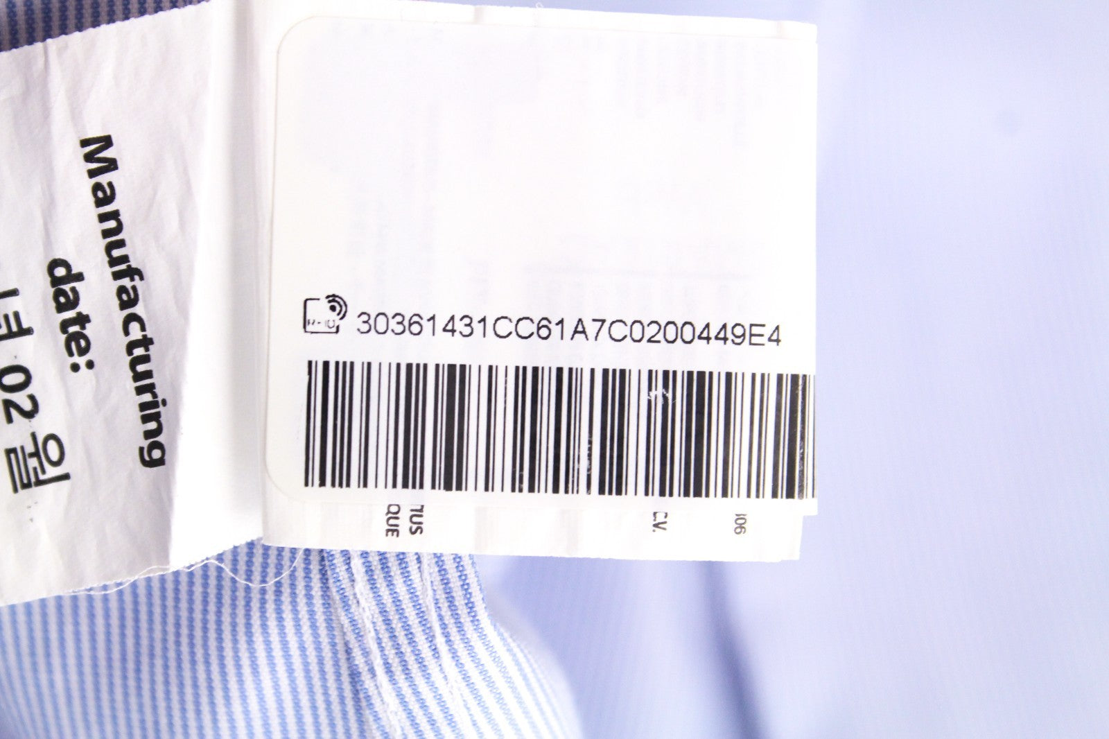 SUITSUPPLY Men's Formal Shirt 40/15.75 Extra Slim Cotton Blue Long Sleeve