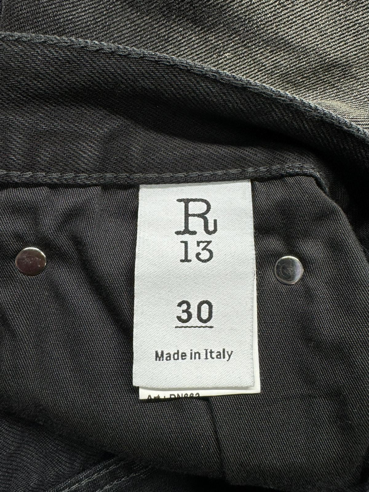 R13 Cuffed X-BF moteriški džinsai su rankogaliais, 30 Phantom Selvedge, juodi, riboto leidimo, išblukę, FW25 