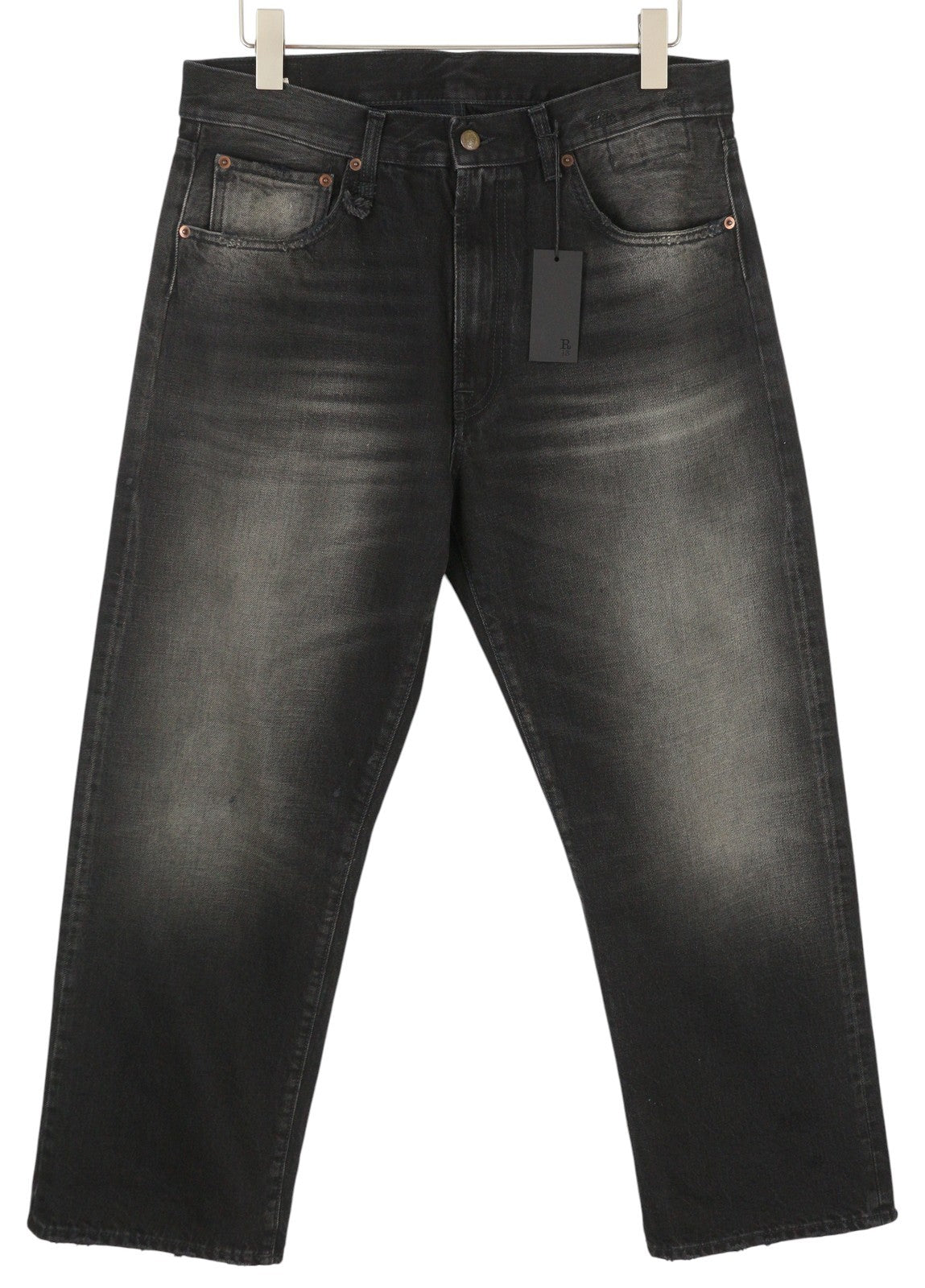 R13 Cuffed X-BF moteriški džinsai su rankogaliais, 30 Phantom Selvedge, juodi, riboto leidimo, išblukę, FW25 