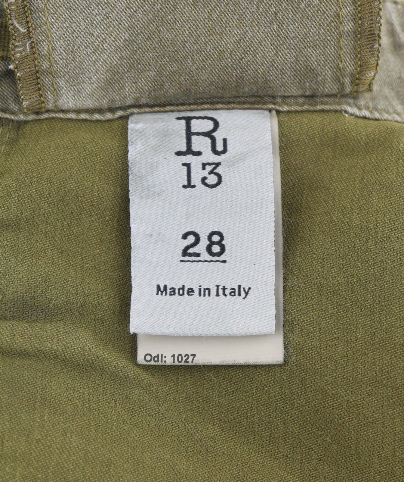 R13 kulkšnies karinės moteriškos kelnės 28 alyvuogių spalvos dažytos krovininės kelnės su užtrauktuku FW25 RRP1199 