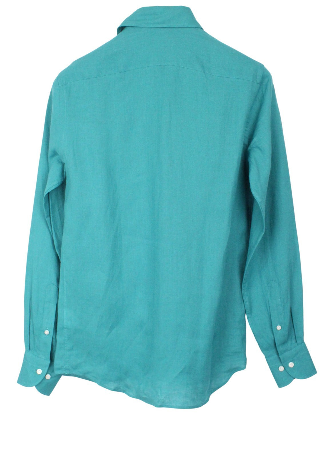 SUITSUPPLY vyriški oficialūs marškinėliai 35/36/13.5/14 žalios lininės plonos ilgos rankovės 