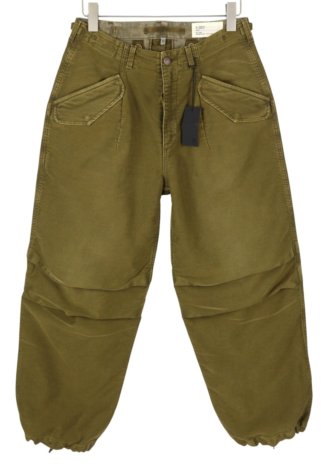 R13 moteriškos kelnės iki kulkšnių, 28, alyvuogių spalvos, dažyta moleskine, FW25, RRP1199 