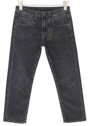 R13 berniukiškos tiesios moteriškos kelnės 26 obsidiano spalvos su tampria virvele, trumpintos, išblukintos, FW25 