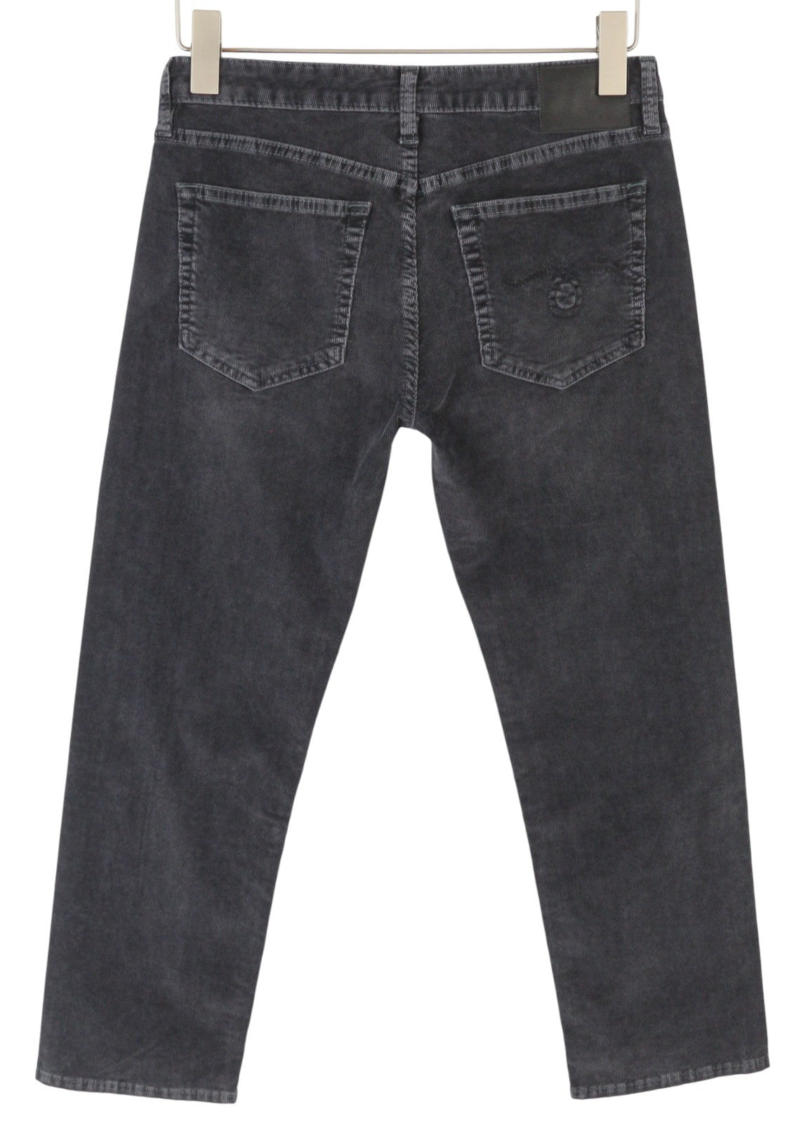 R13 berniukiškos tiesios moteriškos kelnės 26 obsidiano spalvos su tampria virvele, trumpintos, išblukintos, FW25 