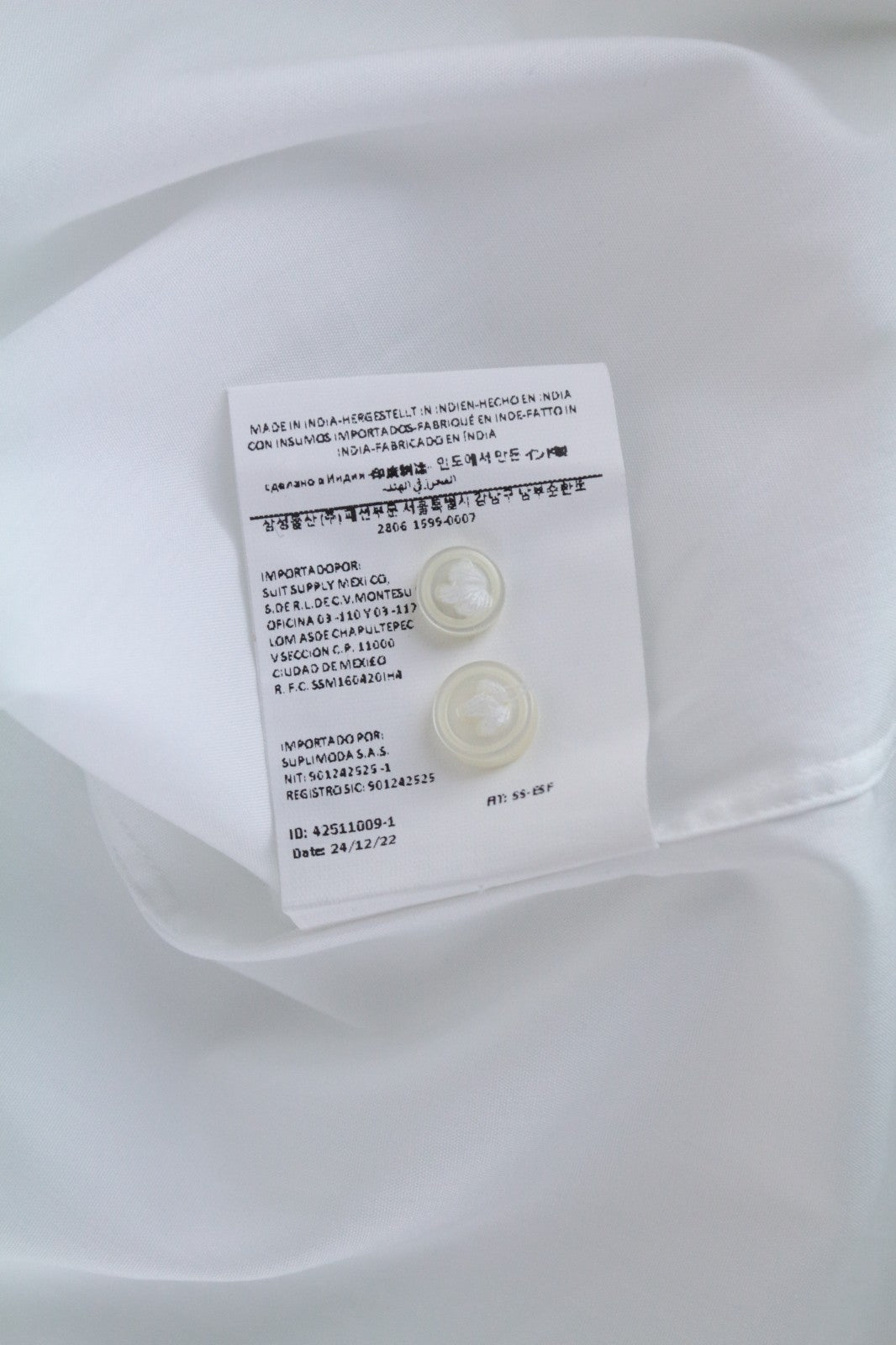 SUITSUPPLY vyriški formalūs marškinėliai ~S balti grynos medvilnės ypač ploni klasikiniai formalūs marškinėliai 