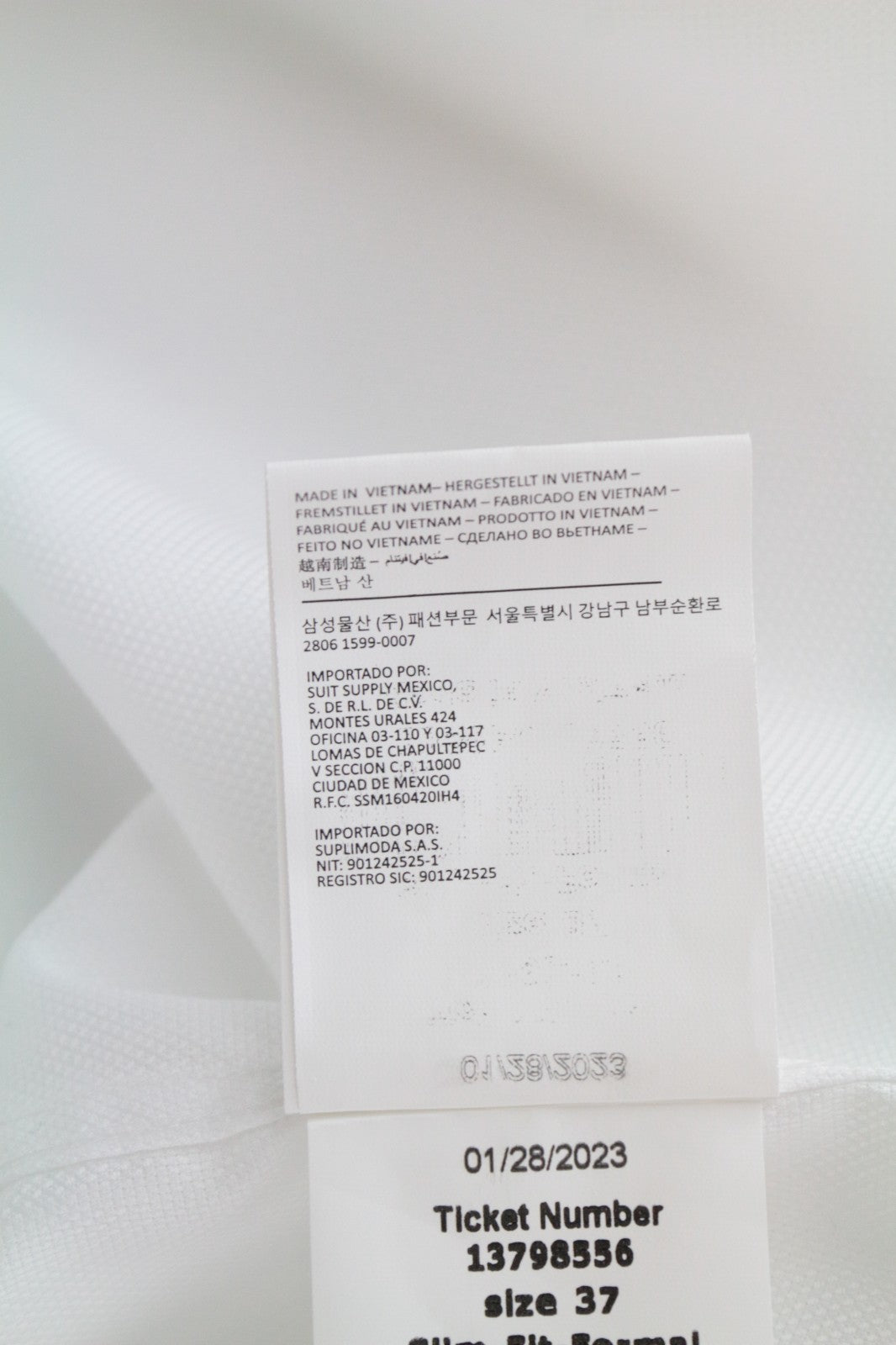 „SUITSUPPLY“ vyriški formalūs marškinėliai, 37 cm, ploni, balti, grynos medvilnės, klasikinio kirpimo 