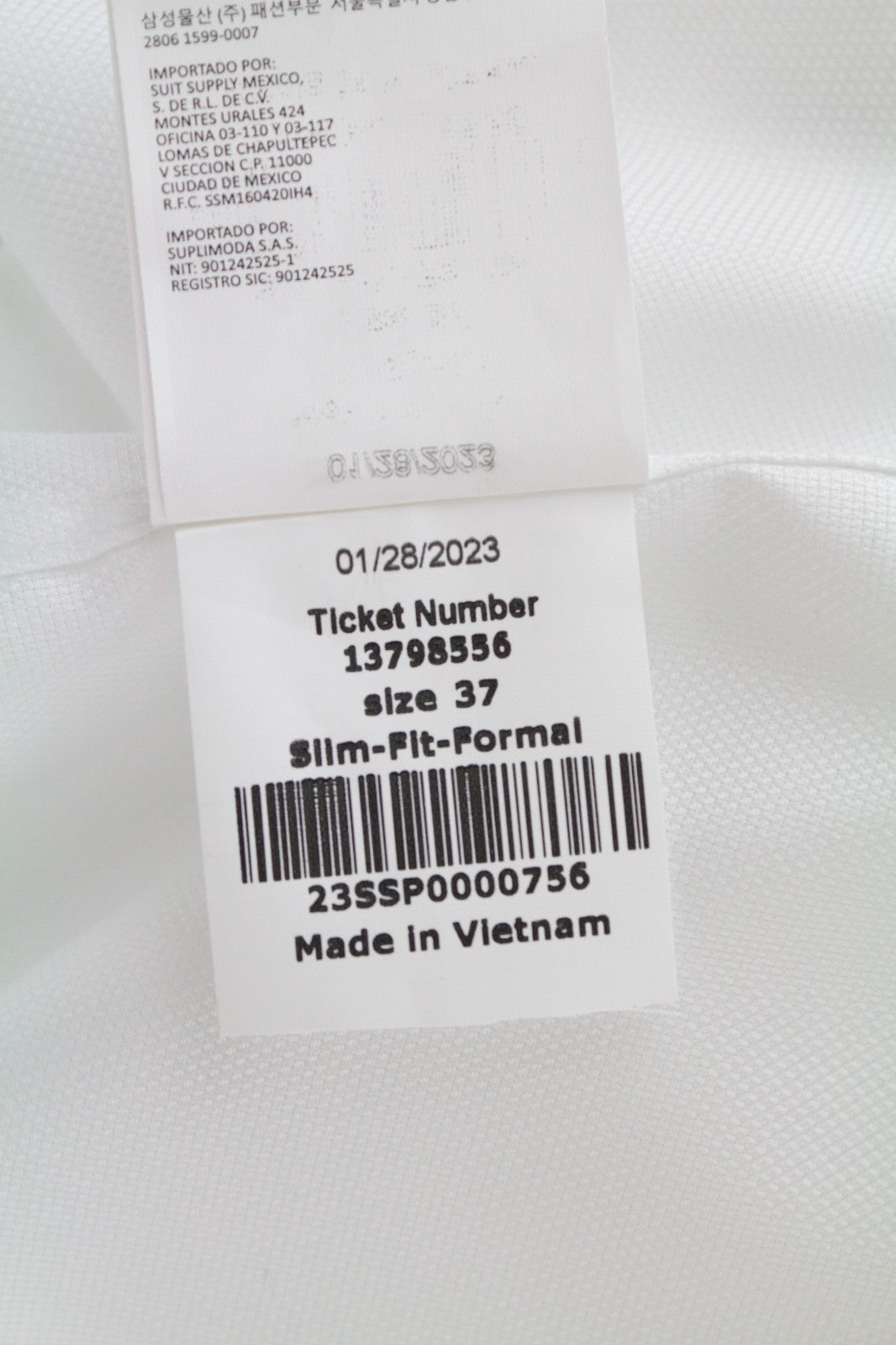 „SUITSUPPLY“ vyriški formalūs marškinėliai, 37 cm, ploni, balti, grynos medvilnės, klasikinio kirpimo 