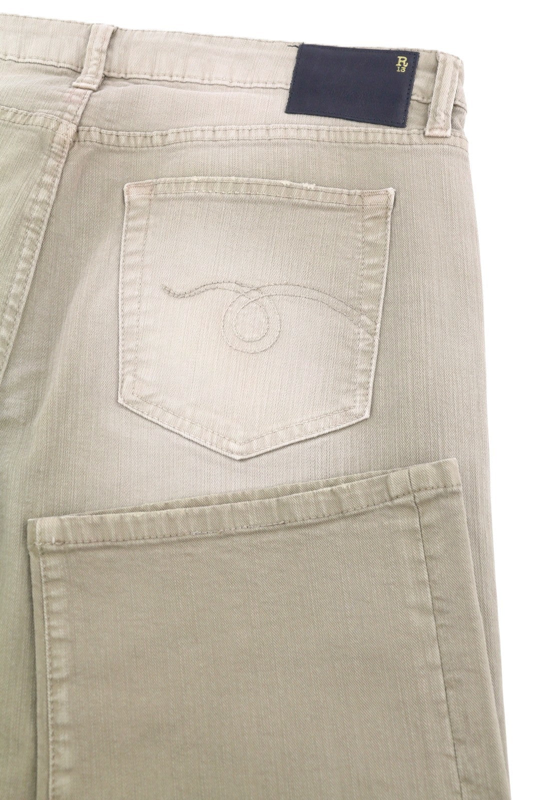 R13 Boy Straight Women Jeans 31 Pebble Stretch Faded Cropped Ankle Length Zip