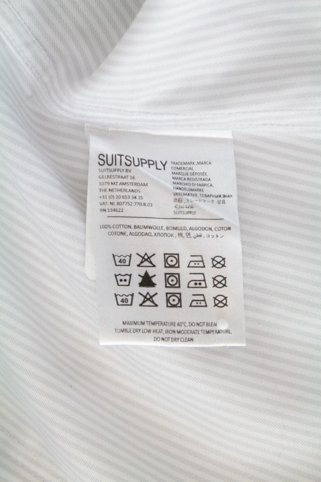 „SUITSUPPLY“ vyriški formalūs marškinėliai, 39/15.5, pilki dryžuoti, ploni, melanžo spalvos 