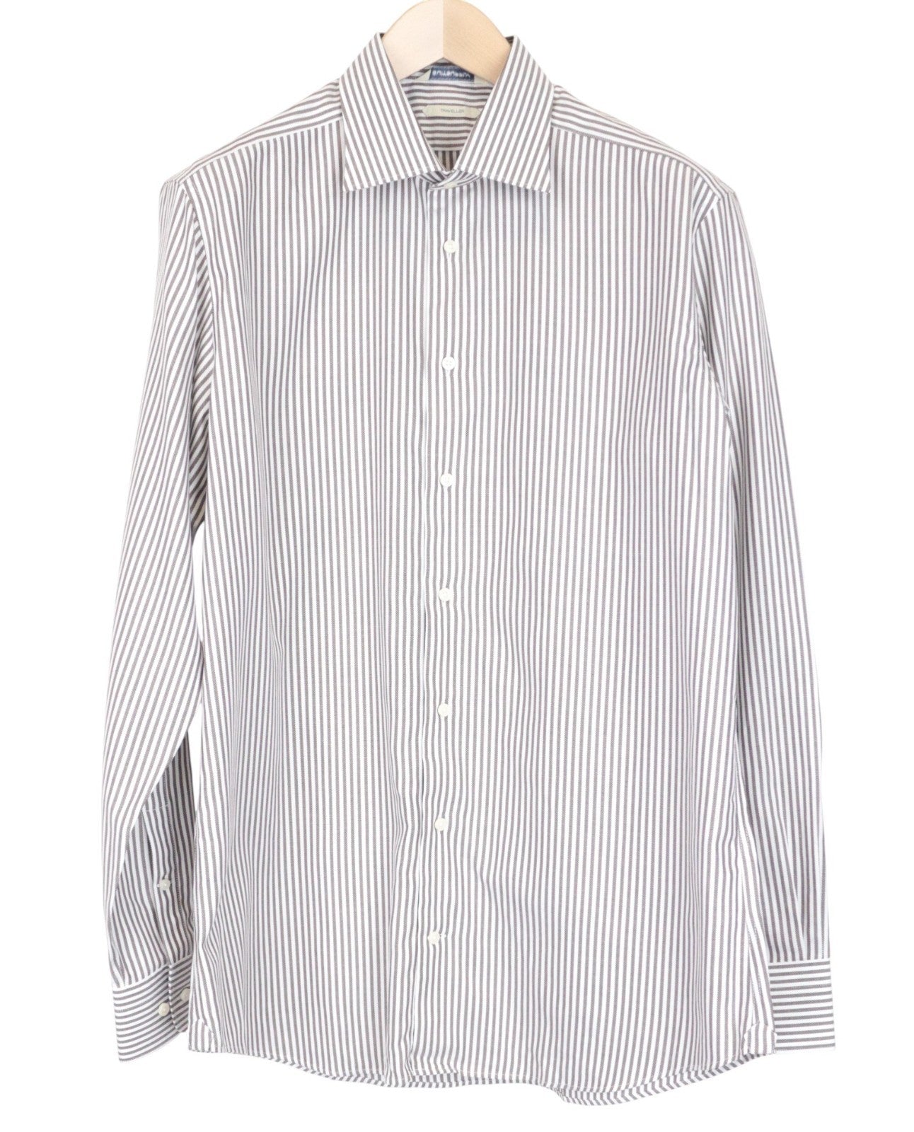 „SUITSUPPLY“ vyriški formalūs marškinėliai, 41/16, „Traveller Slim Fit“, rudi dryžuoti melanžo spalvos 