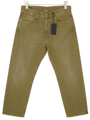 R13 Boyfriend moteriškos kelnės 27 alyvuogių spalvos dažyta moleskine su čiurnos iki blankesnės spalvos FW25 