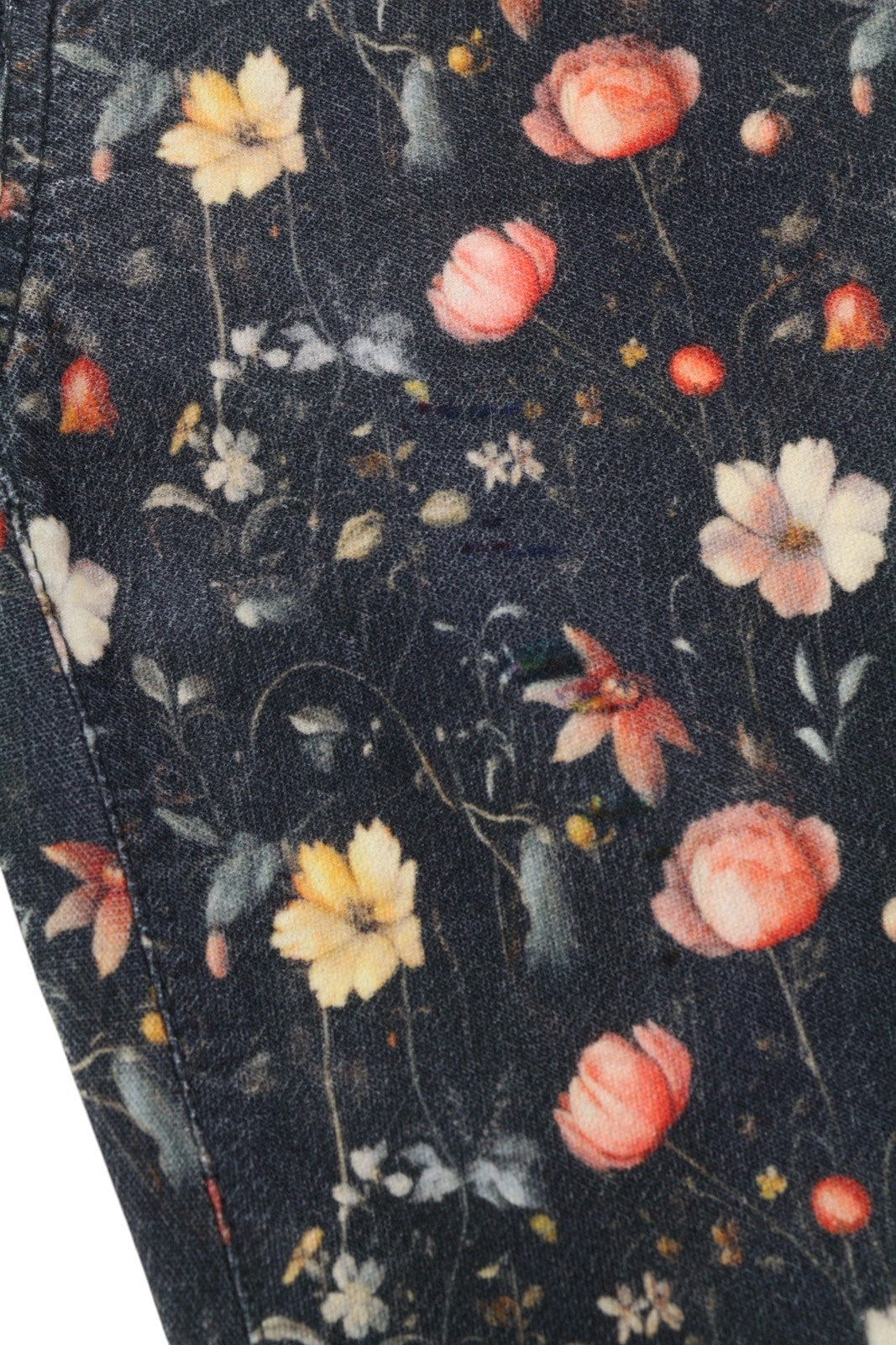 R13 berniukiški tiesūs moteriški džinsai 28 mėnulio žiedlapių aksominis gėlių raštas iki kulkšnies FW25