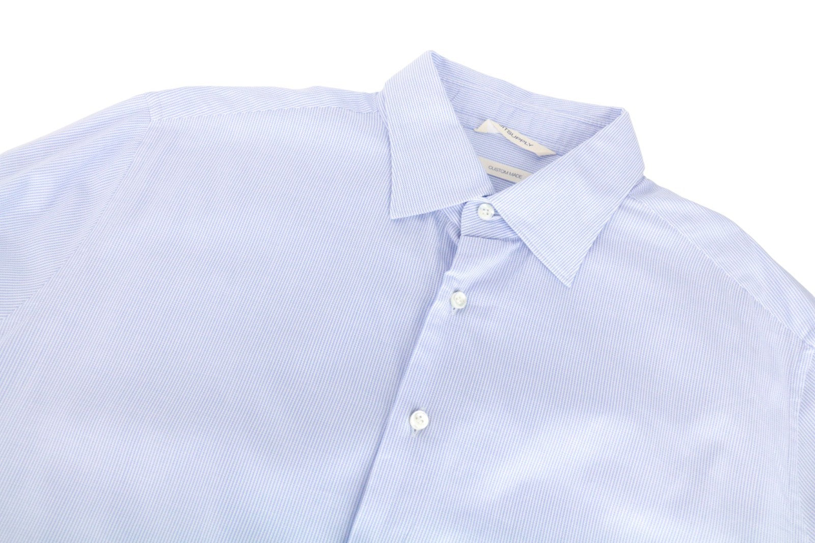 SUITSUPPLY Men's Formal Shirt 43L/17L Slim Fit Striped Light Blue Melange