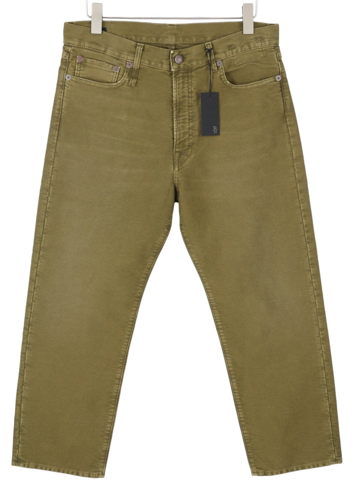 R13 Boyfriend moteriškos kelnės, 30 alyvuogių spalvos, dažytos moleskino spalvos, iki kulkšnių, išblukintos, FW25 