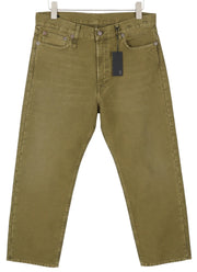 R13 Boyfriend moteriškos kelnės, 30 alyvuogių spalvos, dažytos moleskino spalvos, iki kulkšnių, išblukintos, FW25 