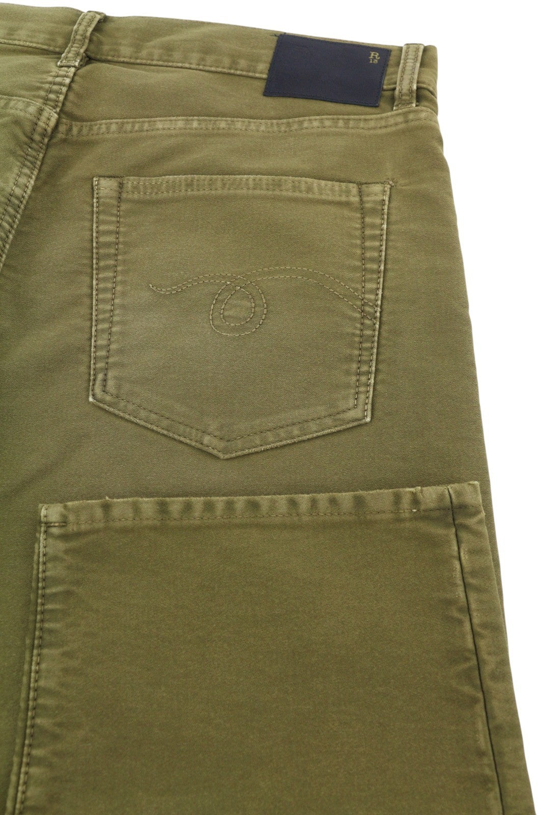 R13 Boyfriend moteriškos kelnės, 30 alyvuogių spalvos, dažytos moleskino spalvos, iki kulkšnių, išblukintos, FW25 