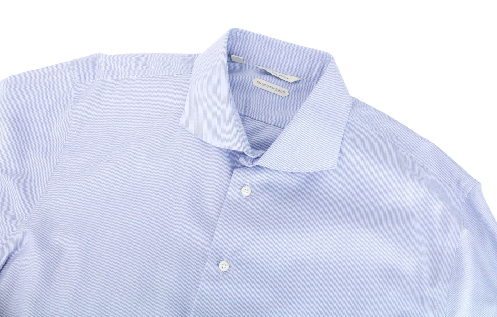 SUITSUPPLY Men's Formal Shirt 46/18 Blue Striped Extra Slim Cutaway Try On Fit