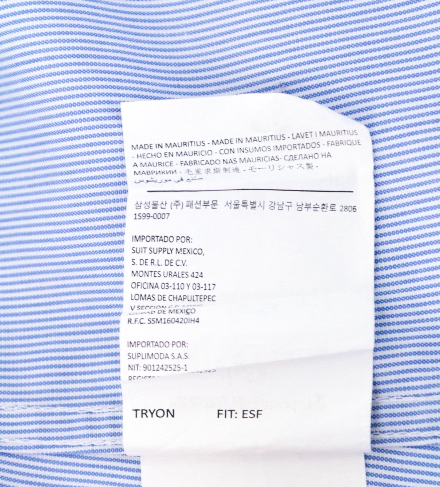 SUITSUPPLY Men's Formal Shirt 46/18 Blue Striped Extra Slim Cutaway Try On Fit