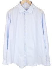 SUITSUPPLY vyriški formalūs marškiniai 45/17.75 Slim Fit šviesiai mėlyni dryžuoti melanžo rašto 