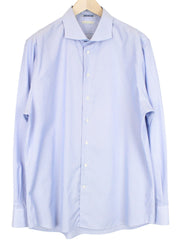 SUITSUPPLY Men's Formal Shirt 46/18 Extra Slim Striped Blue Cotton Cutaway