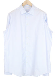 SUITSUPPLY Men's Formal Shirt 45L/17.75L Slim Fit Blue Striped Cotton Melange