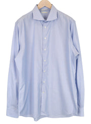 SUITSUPPLY Men's Formal Shirt 45-7/17.75L Blue Cotton Cutaway Collar Extra Slim