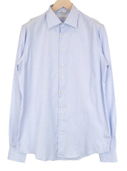 SUITSUPPLY Men's Formal Shirt 41L/16L Slim Blue Striped Pure Cotton Long Sleeve