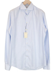 SUITSUPPLY vyriški formalūs marškinėliai 40L/15.75L dryžuoti mėlyni medvilniniai ypač ploni klasikinio kirpimo marškinėliai 