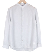 SUITSUPPLY vyriški formalūs marškiniai, 42 dydžio, pilki, lininiai, ilgomis rankovėmis, su juostele apykakle, sagomis užsegami 