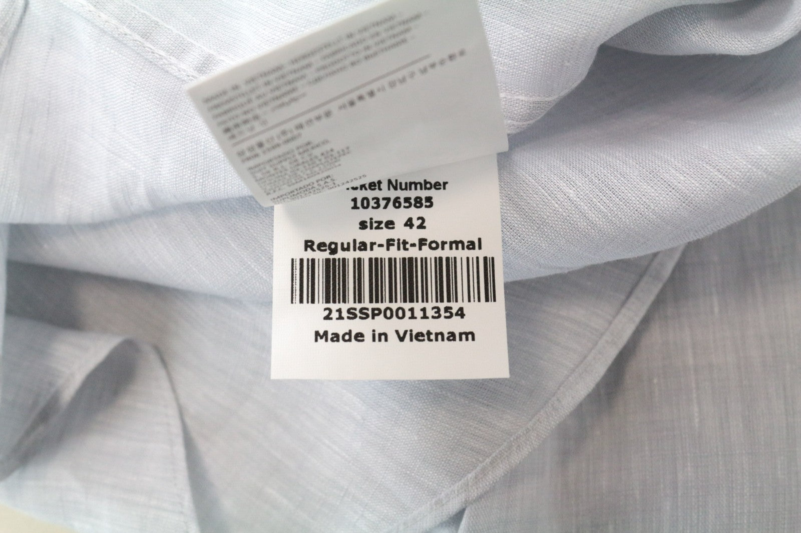 SUITSUPPLY vyriški formalūs marškiniai, 42 dydžio, pilki, lininiai, ilgomis rankovėmis, su juostele apykakle, sagomis užsegami 