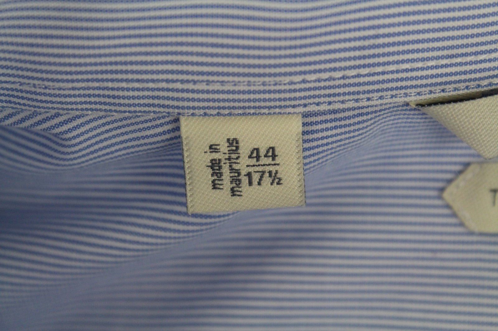SUITSUPPLY Men's Formal Shirt 44/17.5 Blue Striped Pure Cotton Extra Slim Long
