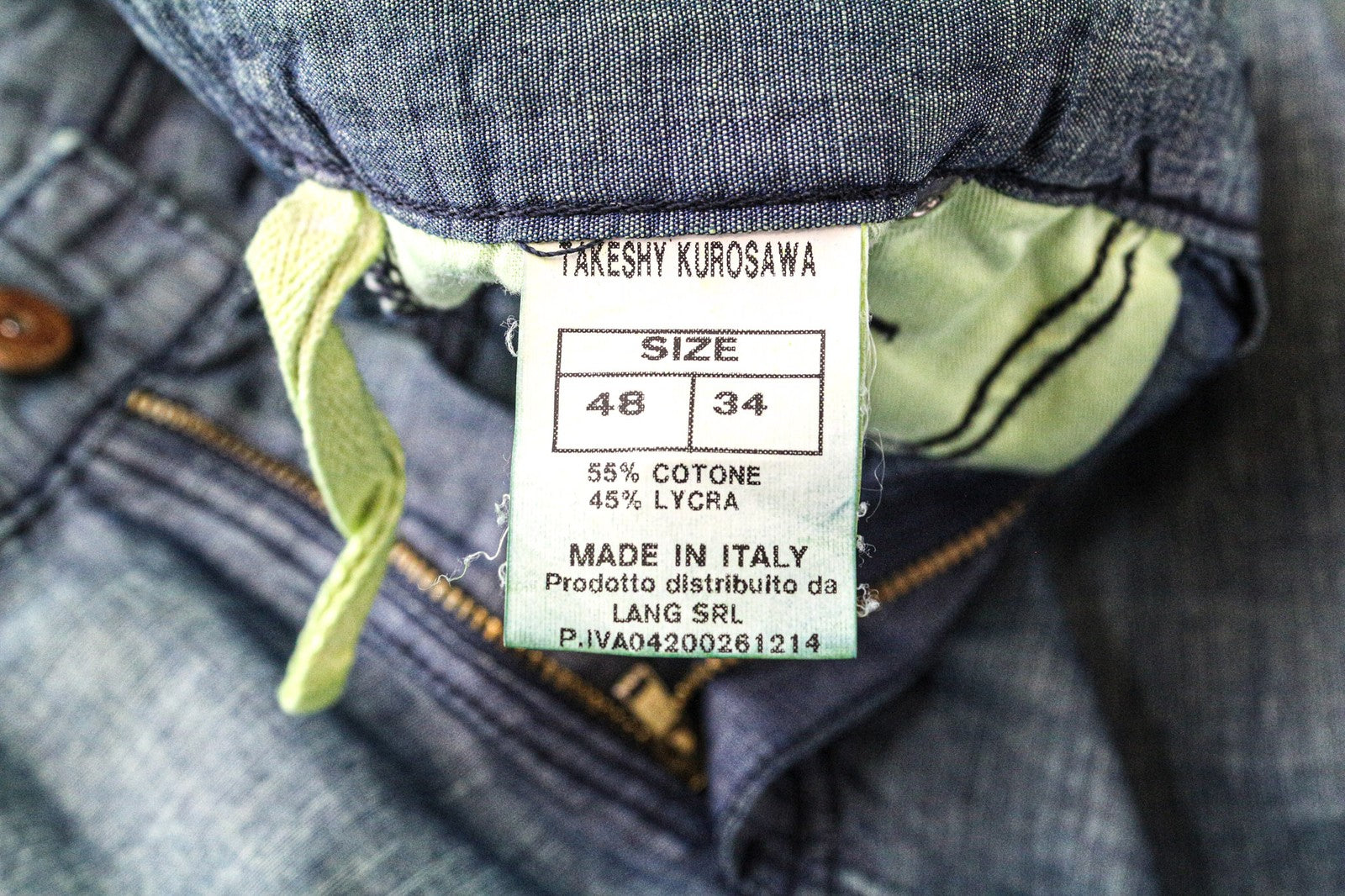 TAKESHY KUROSAWA TK 40 Men's Shorts W34 Blue Green Cotton Blend Bermuda