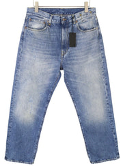 R13 Cuffed X-BF moteriški džinsai su rankogaliais, 29 Jasper Straight ūsai, išblukusi mėlyna spalva, užtrauktukas PF25 