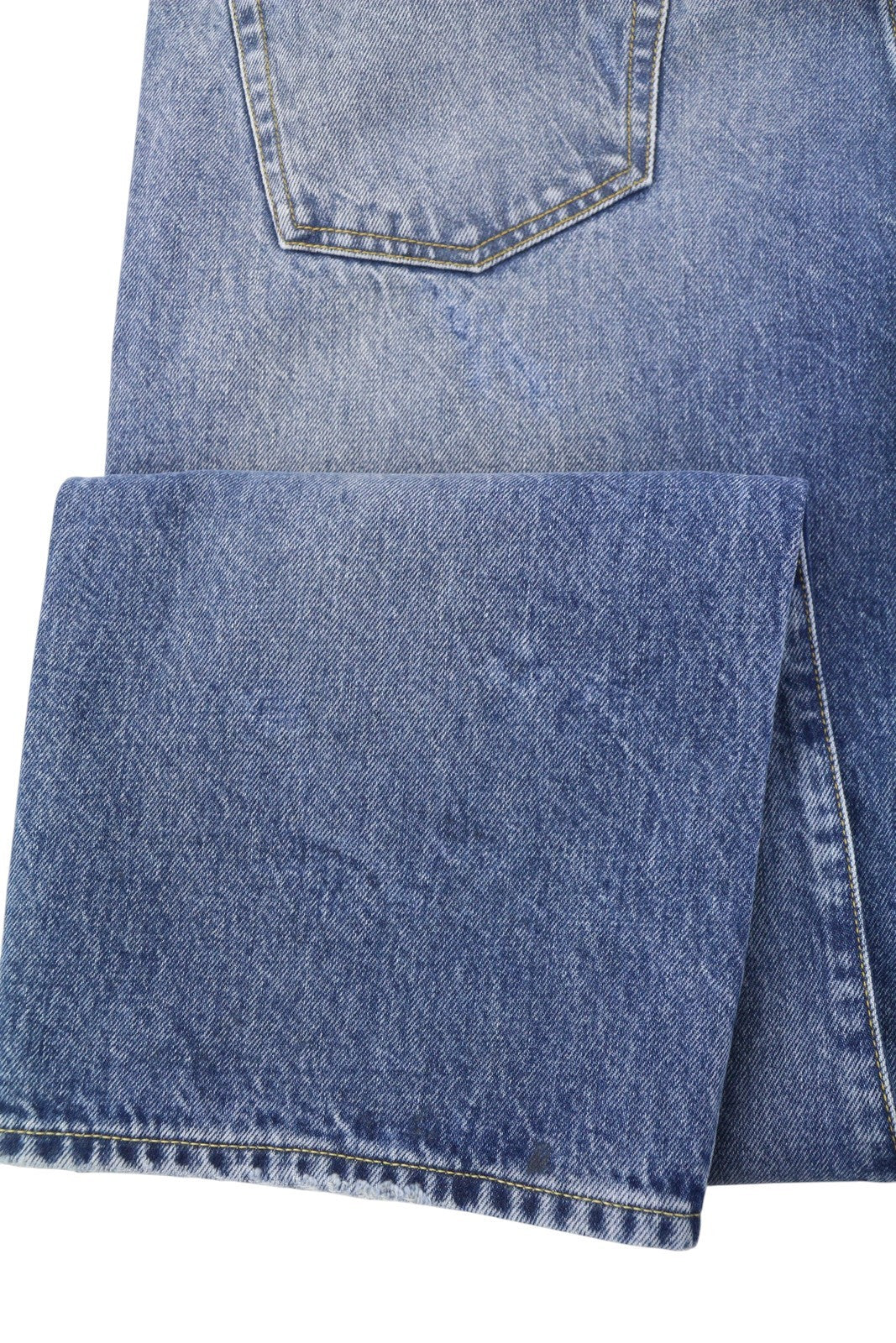 R13 Cuffed X-BF moteriški džinsai su rankogaliais, 29 Jasper Straight ūsai, išblukusi mėlyna spalva, užtrauktukas PF25 