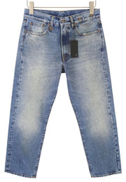 R13 Boyfriend moteriški džinsai 25 Jasper tiesaus kirpimo su ūsais ir išblukimo efektu, mėlyni PF25 